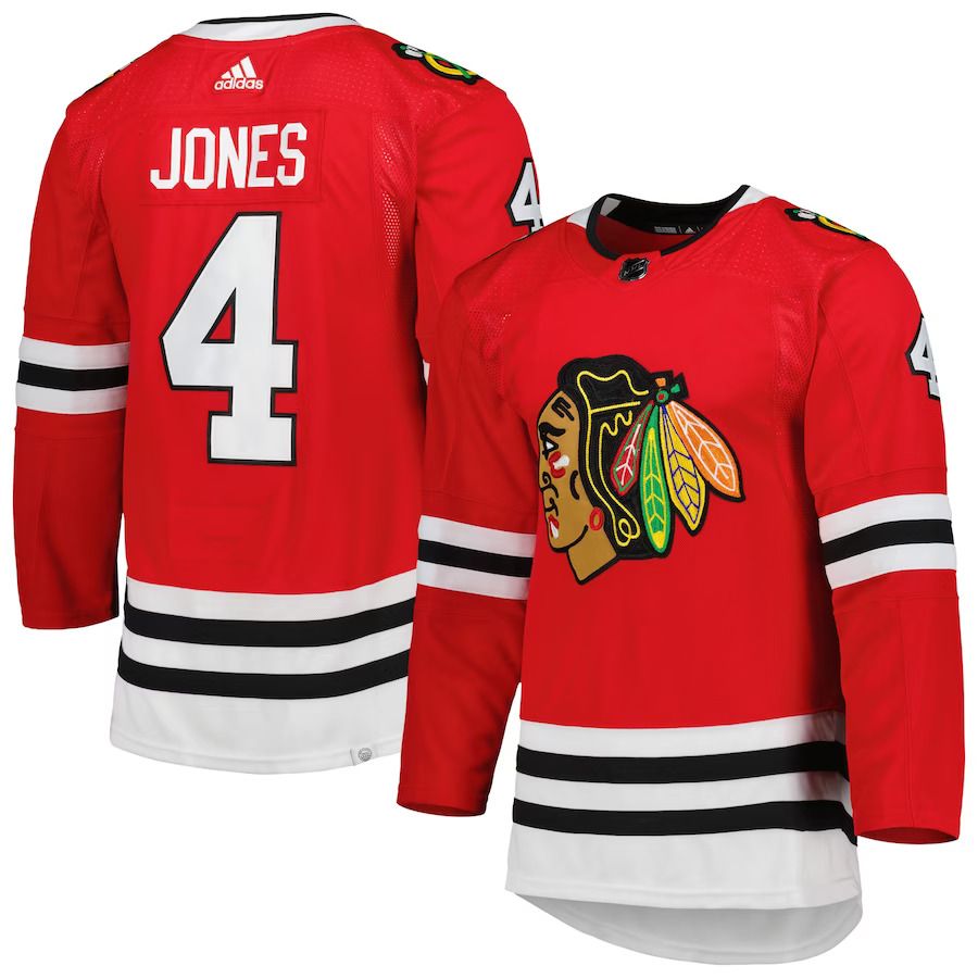 Men Chicago Blackhawks #4 Seth Jones adidas Red Primegreen Authentic Pro Home Player NHL Jersey